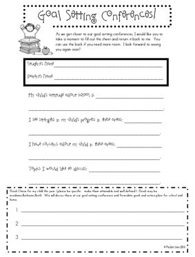 parent teacher goals goal conferences conference setting student parents communication forms form great meeting sheet child tips school students preschool